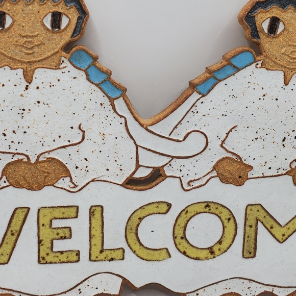 ST. ANDREW'S ABBEY Angels WELCOME Sign CERAMIC Art Sign 6"H X 10 3/8"L Plaque - Picture 3 of 10